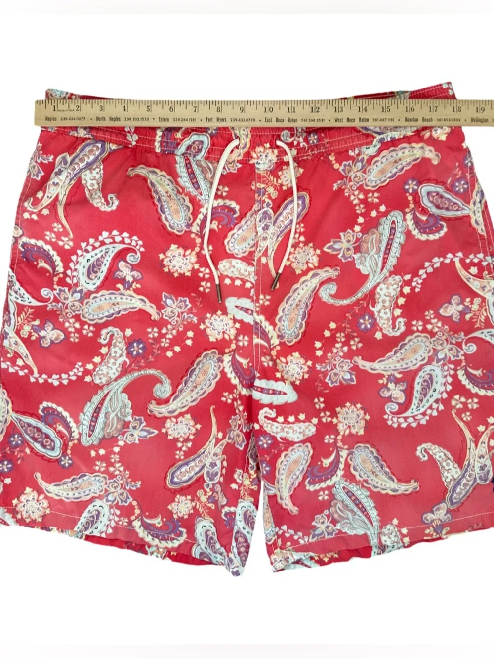 Vintage Polo Ralph Lauren Swim Trunks Mens Large L Red Paisley Shorts Pony 9